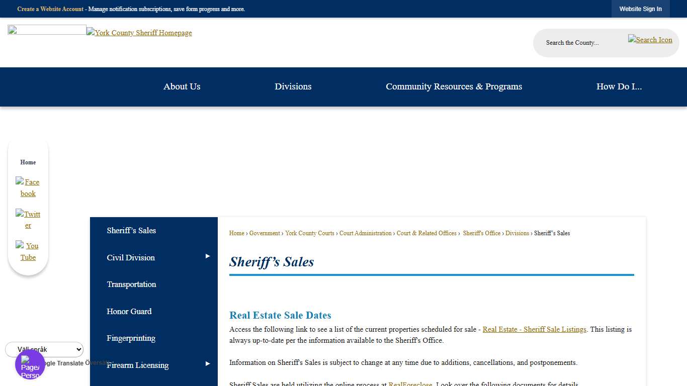 Sheriff’s Sales York County, PA